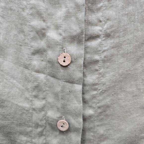 Soft Surroundings Linen Button Front Tunic Shirt Blouse Top Green Med? Flawed - Picture 6 of 9